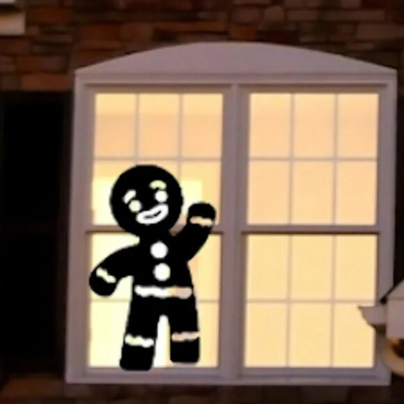 Christmas Gingerbread Man Large Window Cling Silhouette Decal:Christmas Decor - Picture 1 of 4